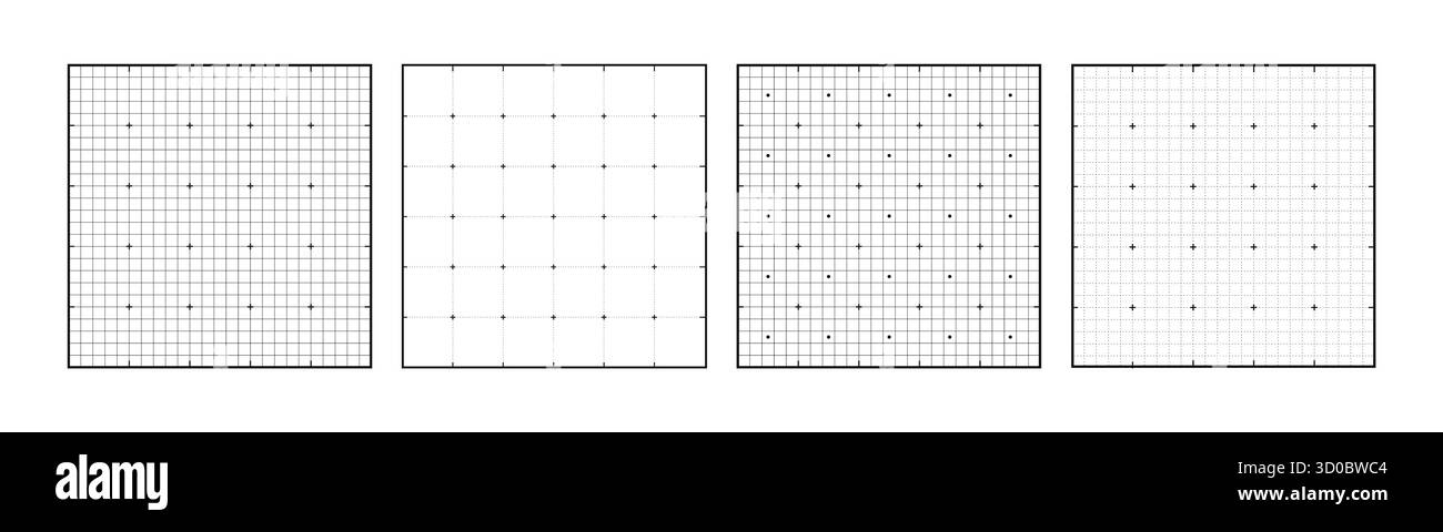Graphique noir du plan. Ensemble de toiles de fond d'architecture à lignes noires. Feuille de papier carrée pour cahier. Illustration vectorielle Illustration de Vecteur