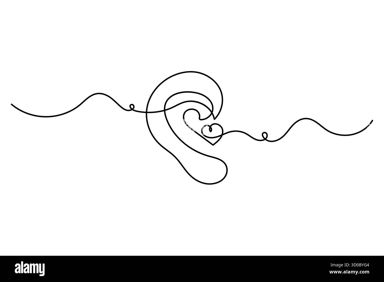 Dessin d'art continu d'oreille humaine d'une ligne d'illustration vectorielle de contour. Illustration de Vecteur