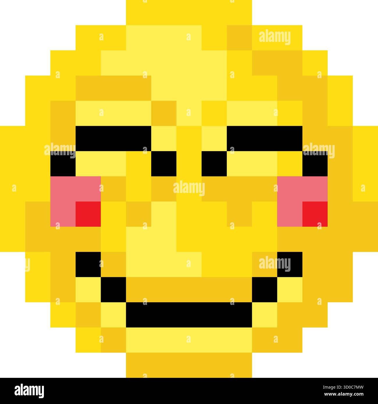 Pixel Art Emoji émoticône rougissant sourire Illustration de Vecteur