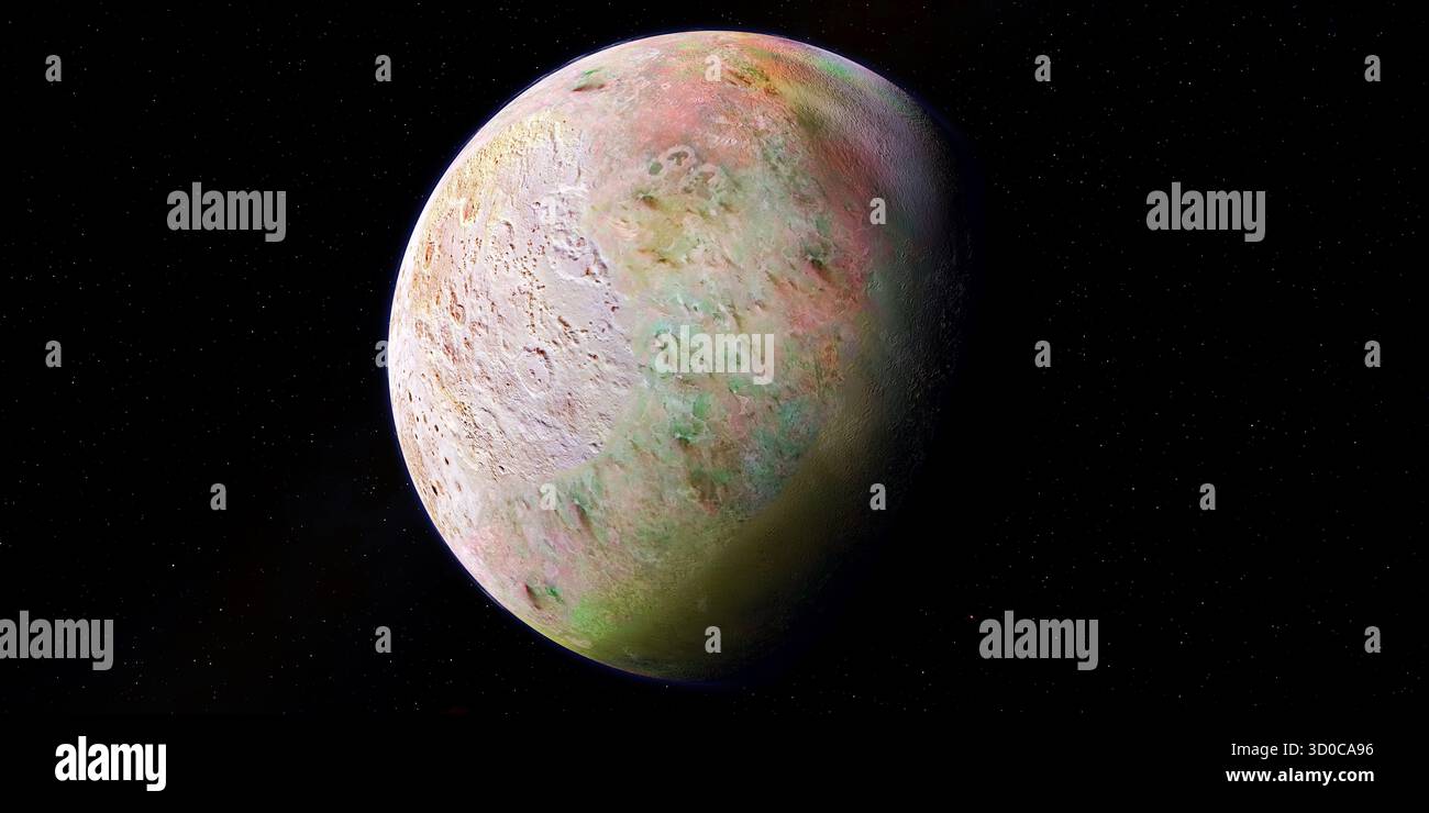 Triton est le plus grand satellite naturel de la planète Neptune. C'est la seule lune de Neptune assez massive pour être arrondie sous sa propre gravité. Banque D'Images