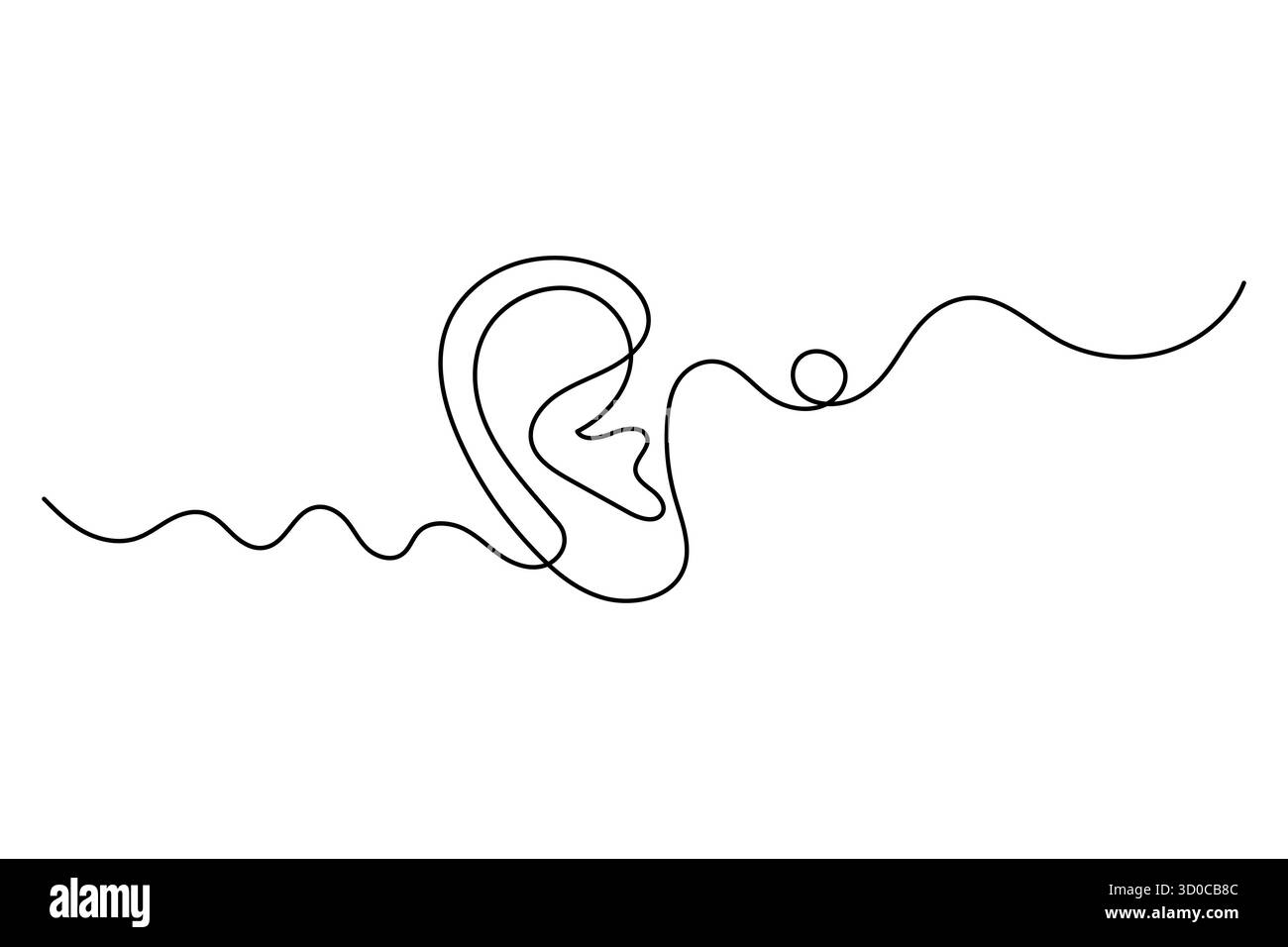 Dessin d'art continu d'oreille humaine d'une ligne d'illustration vectorielle de contour. Illustration de Vecteur