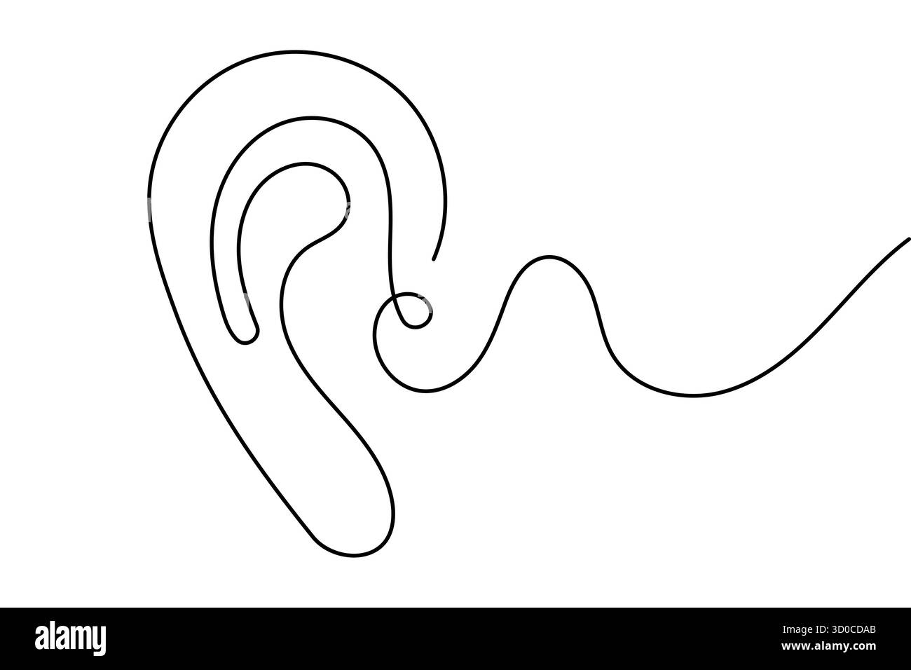 Dessin d'art continu d'oreille humaine d'une ligne d'illustration vectorielle de contour. Illustration de Vecteur