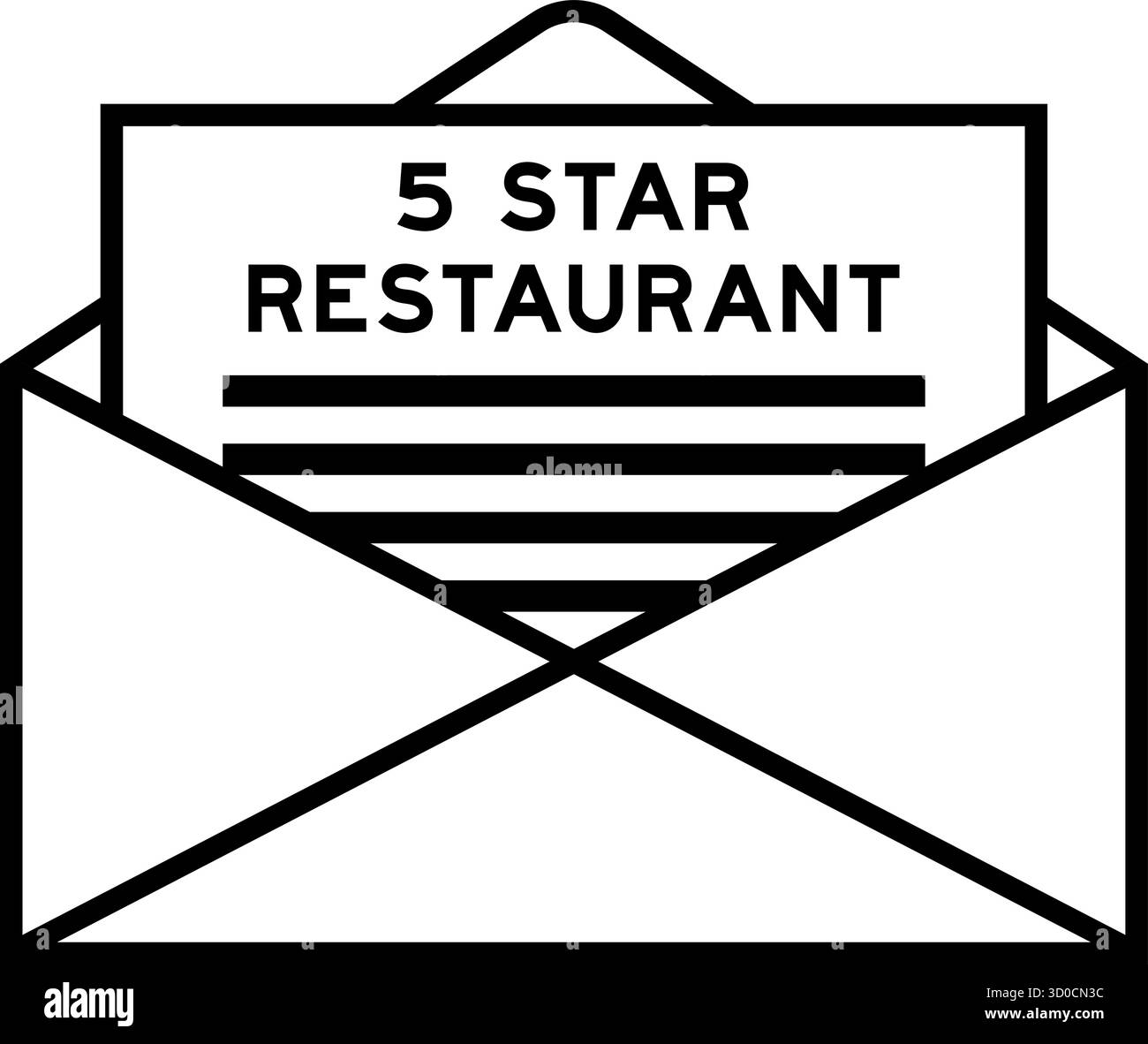 Enveloppe et lettre signe avec le mot restaurant 5 étoiles comme titre Illustration de Vecteur