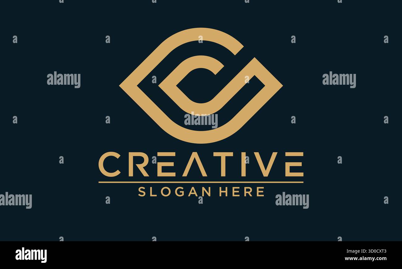 Minimalist Eye Icon logo Design Vector or et bleu marine Illustration de Vecteur