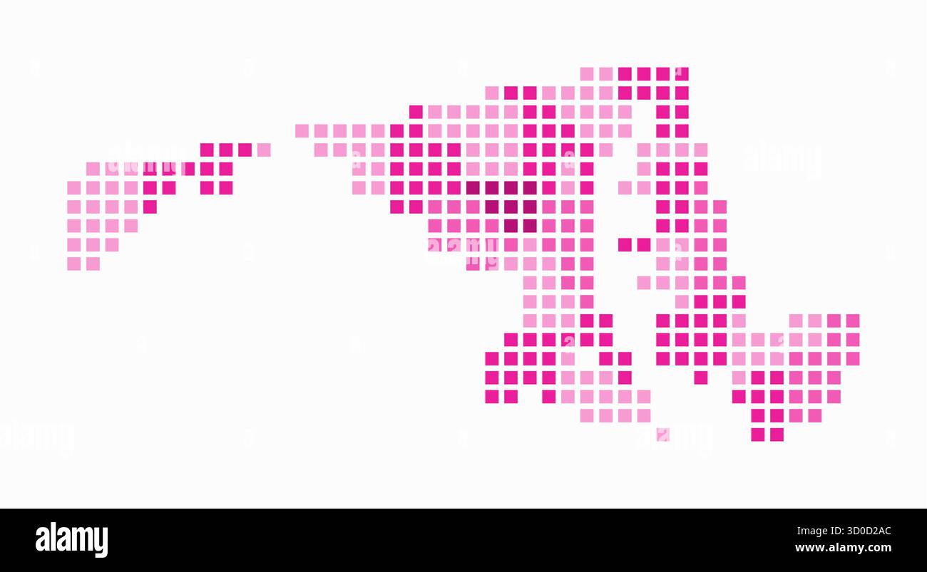 Carte en pointillés du Maryland. Carte de style numérique de l'état sur fond blanc. Forme du Maryland avec des points carrés. Style de points colorés. Carrés de grande taille. Illustration de Vecteur