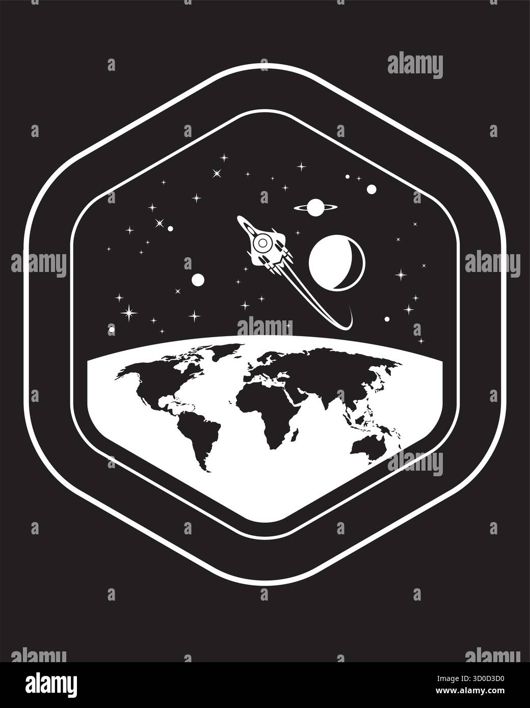 Vue depuis un vaisseau spatial voyageant au-dessus de la Terre - illustration vectorielle Illustration de Vecteur