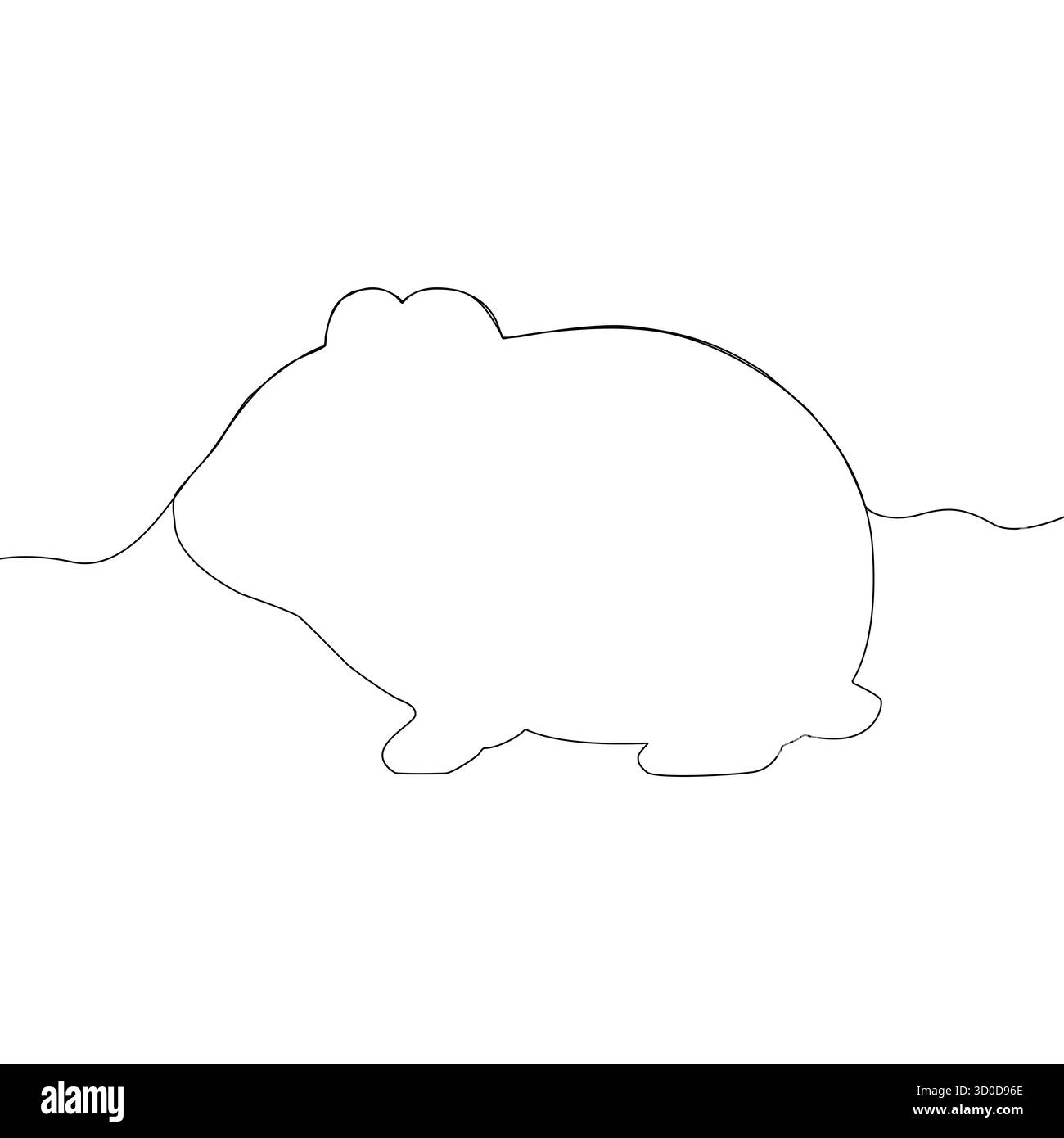 Illustration de cochon d'Inde. Vecteur de dessin de ligne continue. Animal de compagnie minimaliste Contour simple de rongeur. Illustration de Vecteur