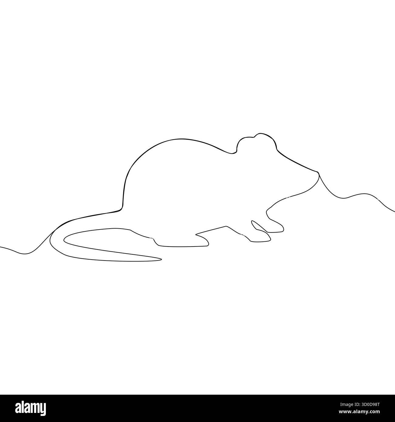 Souris petite illustration. Vecteur de dessin de ligne continue. Animal rongeur minimaliste Contour simple de la queue. Illustration de Vecteur