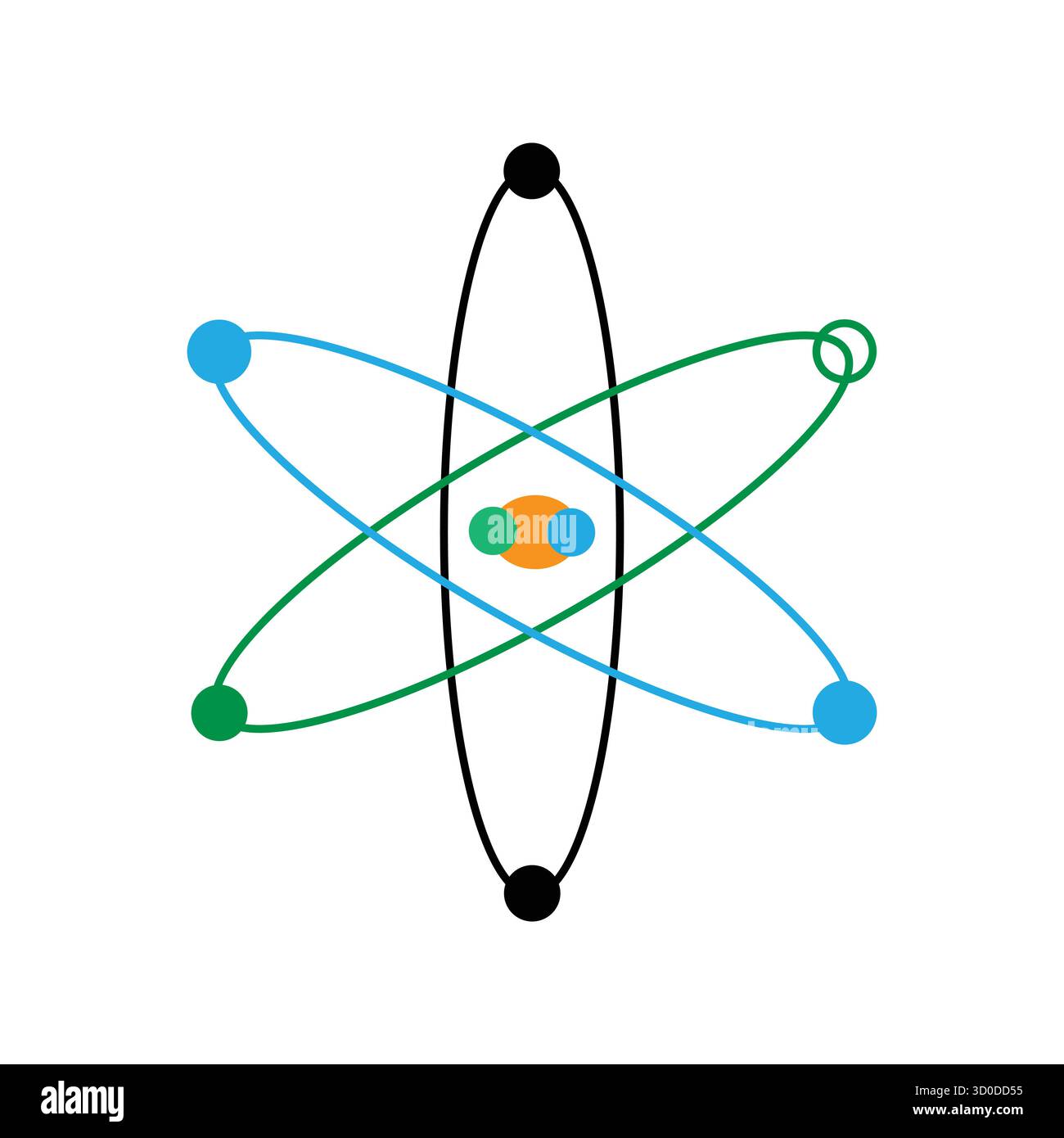 Icône de modèle atomique multicolore : symbole de science, chimie et physique Illustration de Vecteur