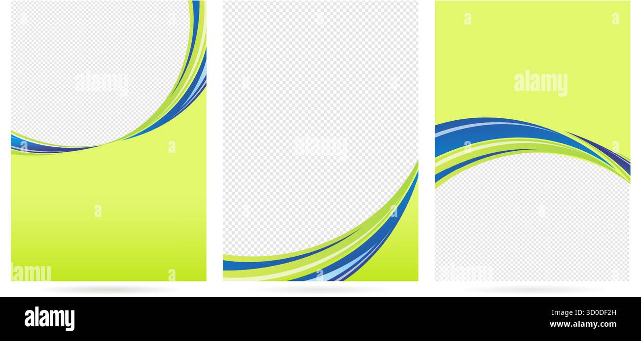 Trois bannières avec des lignes ondulées sur un fond blanc pour toile de fond, bannière Web, affiche, couverture de circulaire, diapositives de présentation, modèle de carte de visite Illustration de Vecteur