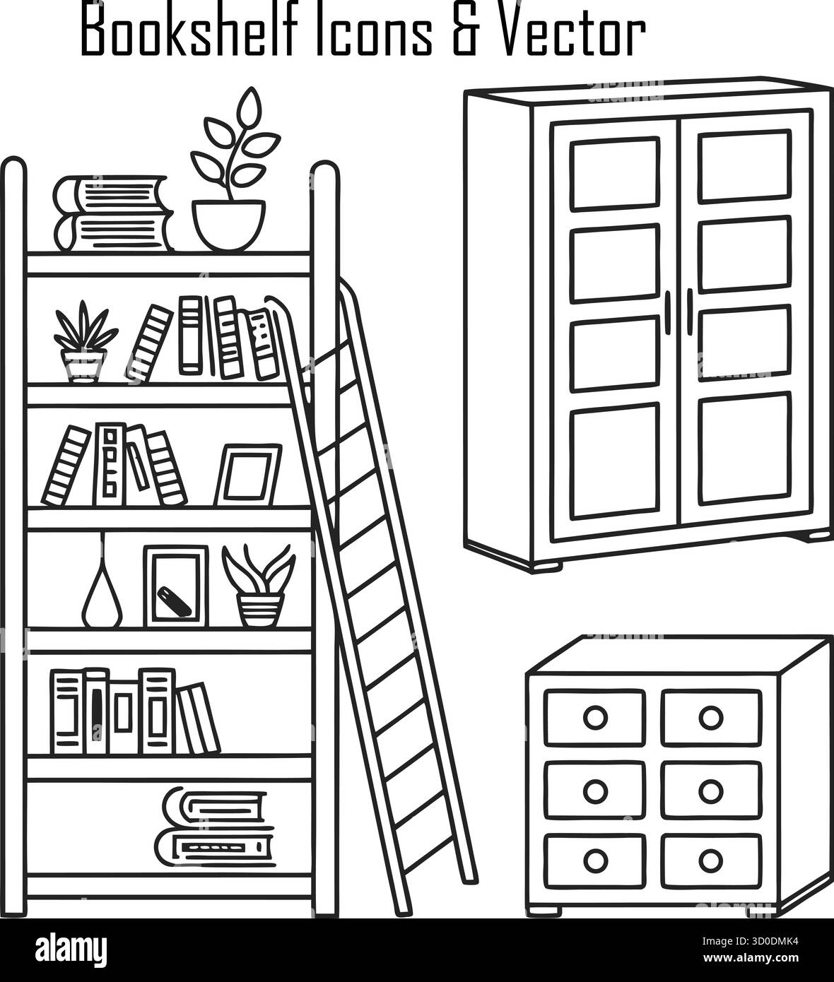 Étagère en bois moderne pour salon, bureau ou bureau - meubles de rangement et d'affichage élégants Illustration de Vecteur