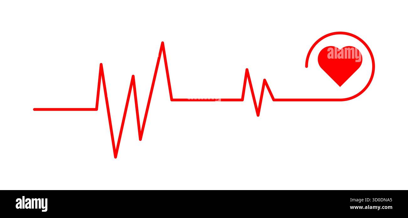 Ligne de battement de coeur rouge avec illustration vectorielle d'icône de coeur parfaite pour le bien-être médical de la santé et les projets de conception à thème d'amour idéal pour les cliniques d'hôpitaux Illustration de Vecteur