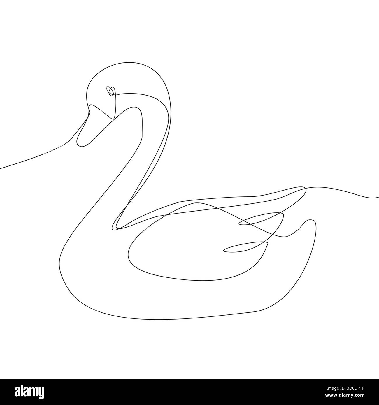 Oiseau de cygne élégant. Dessin au trait continu. Gracieuse volaille d'eau. Illustration d'animaux vectoriels. Illustration de Vecteur