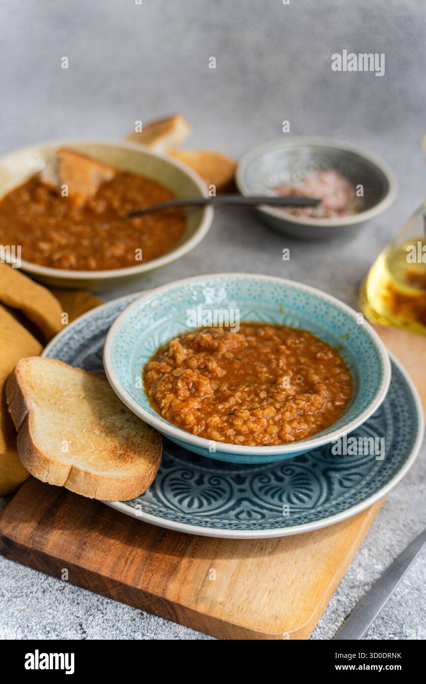 Soupe grecque aux lentilles Banque D'Images