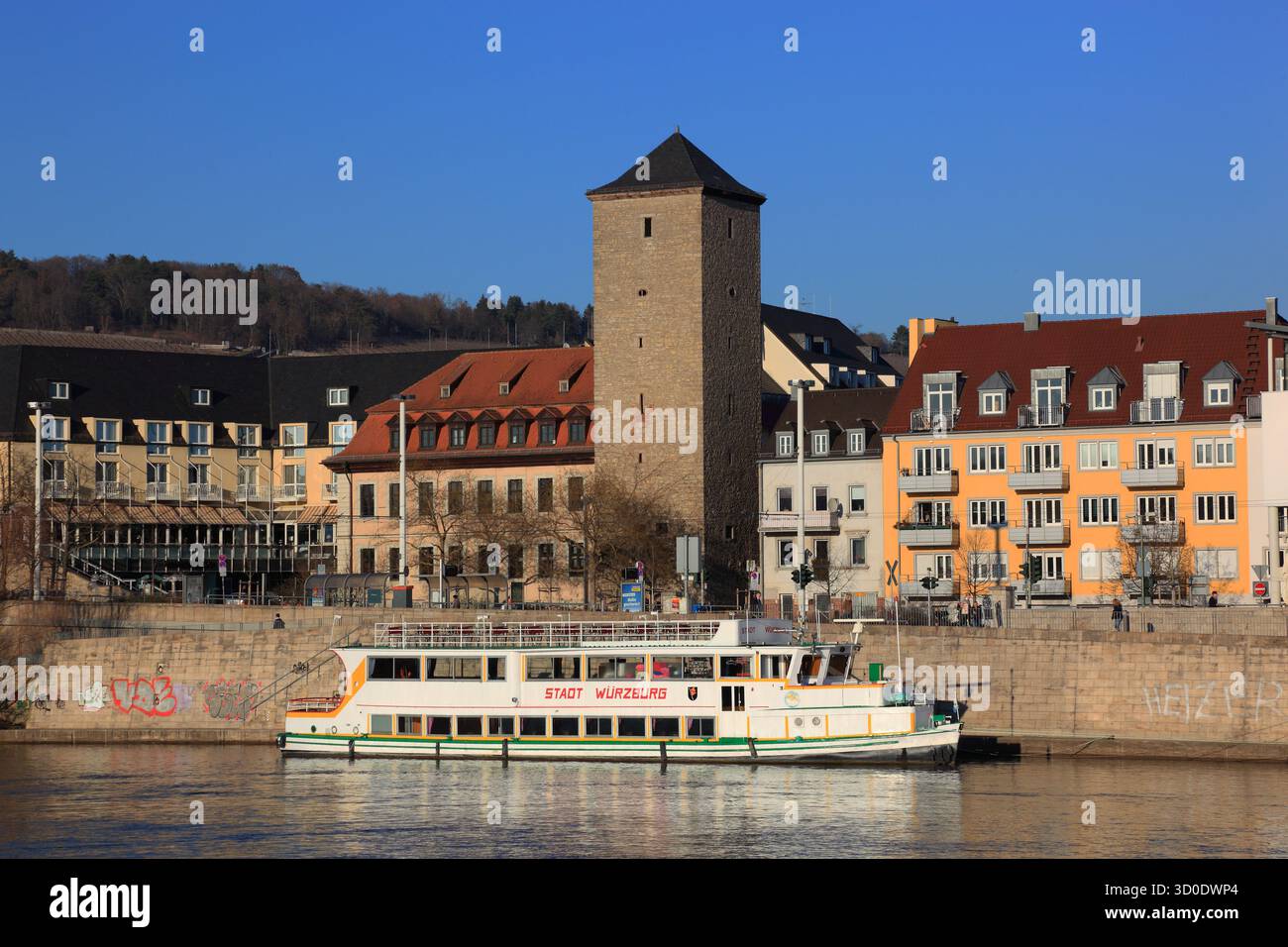 Port fluvial principal de Würzburg, basse-Franconie, Bavière, Allemagne Banque D'Images