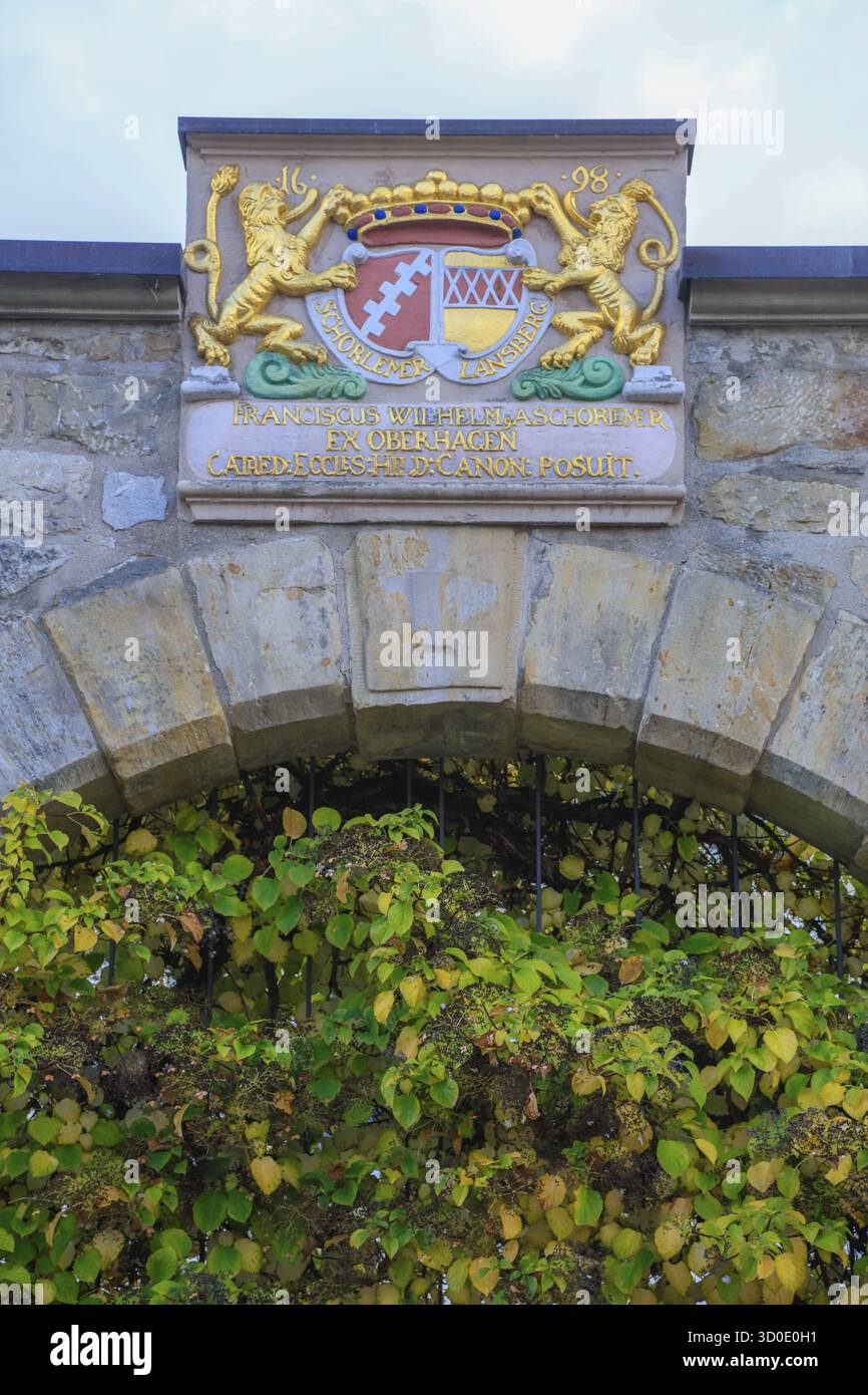 Armoiries au-dessus de la porte de Domhof 22, ancien manoir cathédrale Schorlemer, Hildesheim, basse-Saxe, Allemagne Banque D'Images Armoiries au-dessus de la porte de Domhof 22, ancien manoir cathédrale Schorlemer, Hildesheim, basse-Saxe, Allemagne Banque D'Images