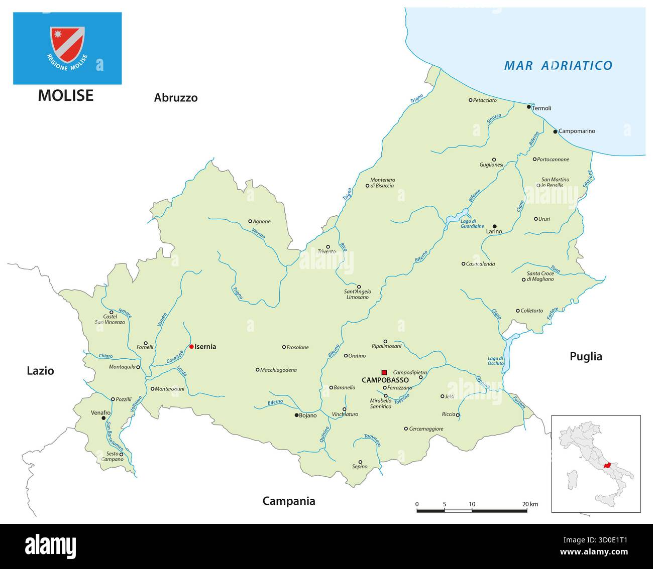 Carte de la région sud-italienne de Molise Banque D'Images