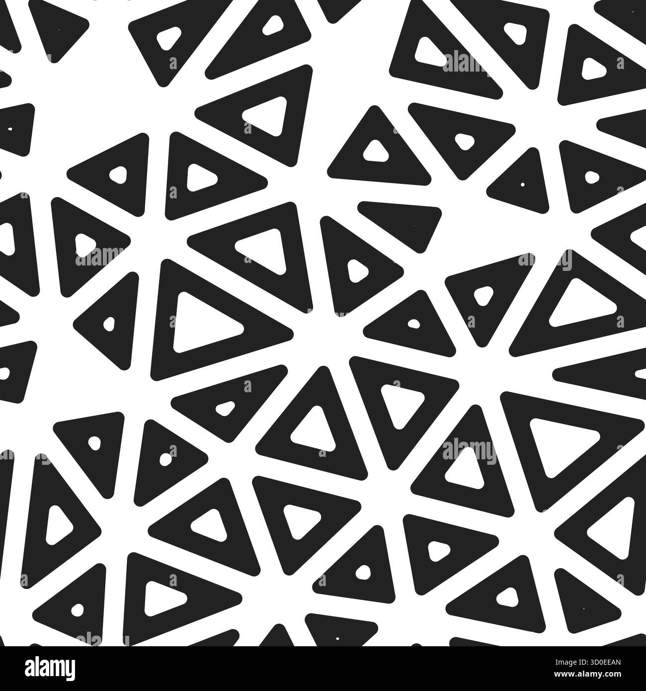 Une illustration vectorielle géométrique sans couture avec un motif de cellules triangulaires noires, arrondies et délimitées de différentes tailles sur un fond blanc. Illustration de Vecteur
