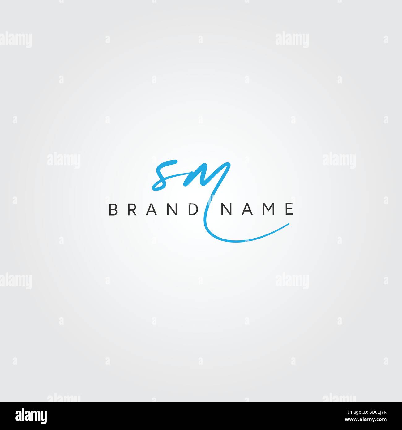 Modèle de logo de signature de lettre initiale SM - modèle de logo vectoriel manuscrit Illustration de Vecteur