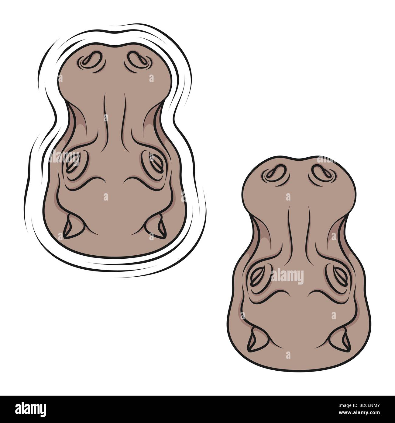 Ensemble d'illustrations en couleur avec hippopotame. Objets vectoriels isolés sur fond blanc. Illustration de Vecteur