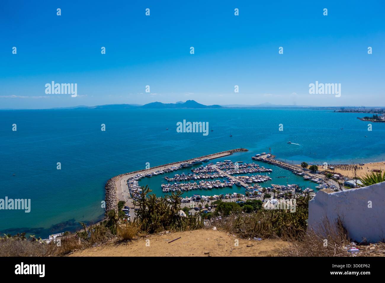 Vue panoramique de Sidi Bou Said, Tunisie Banque D'Images