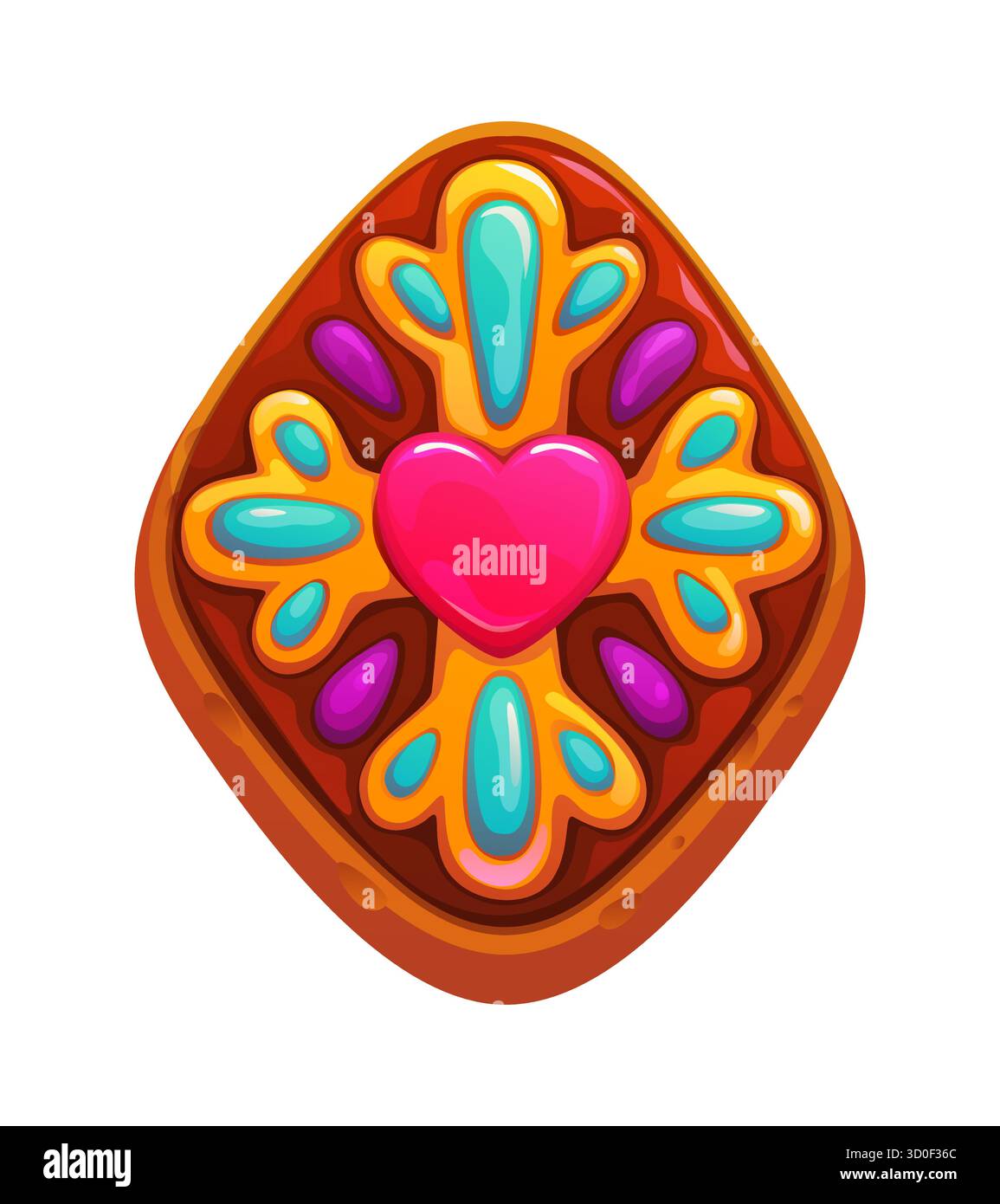 Dessin animé mexicain jour du cookie mort avec coeur Illustration de Vecteur