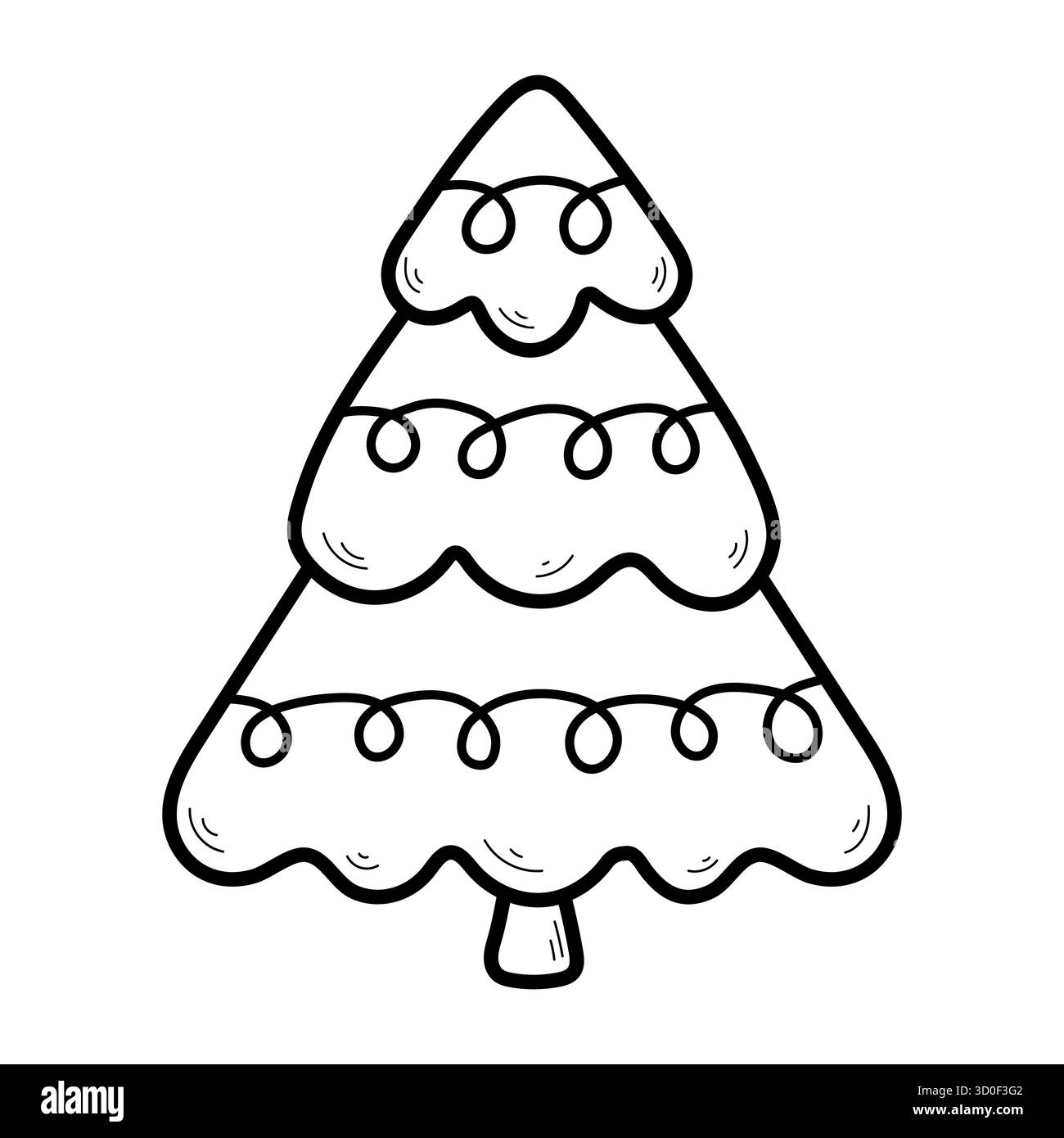 Joli sapin de Noël en forme de dessin de caniche. Élément décoratif de la nouvelle année. Illustration vectorielle isolée sur fond blanc. Illustration de Vecteur