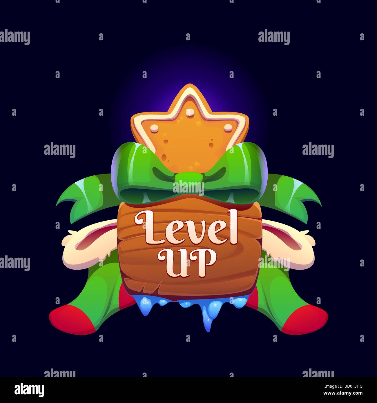 Noël niveau haut rang, icône de récompense de jeu de Noël Illustration de Vecteur