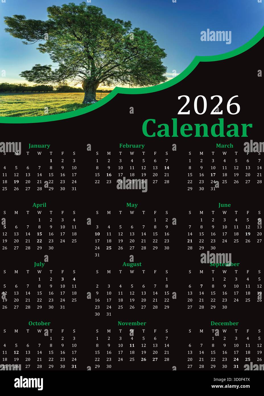 fichier vectoriel de conception de calendrier 2026, conception de calendrier de 2026 ans Illustration de Vecteur