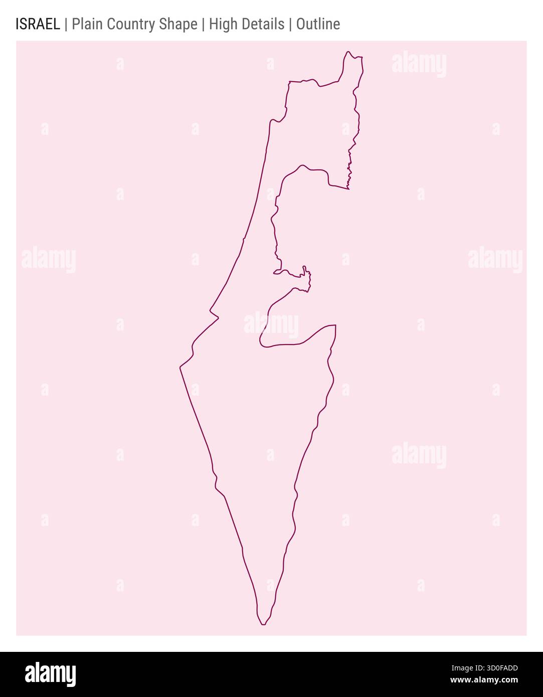 Carte du pays de plaine d'Israël. Détails élevés. Style de contour. Forme d'Israël. Illustration vectorielle. Illustration de Vecteur