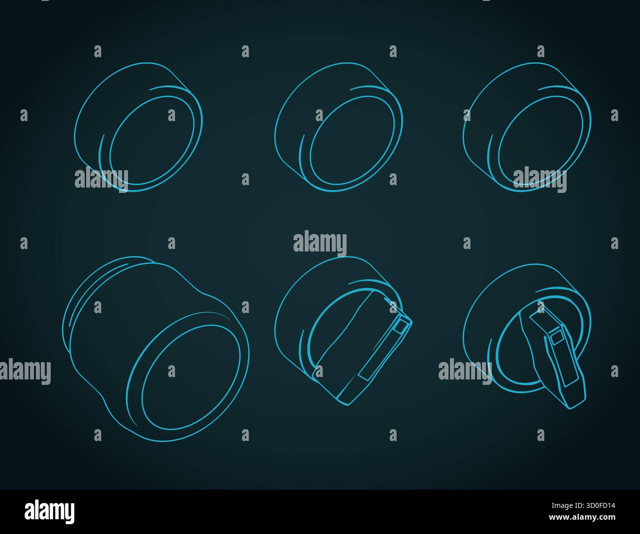 Les commutateurs industriels et les boutons définissent l'illustration vectorielle stylisée isométrique du plan Illustration de Vecteur