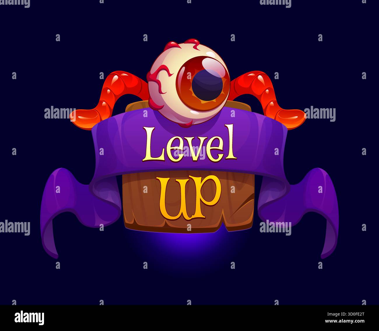 Badge de niveau supérieur d'Halloween avec globe oculaire effrayant Illustration de Vecteur