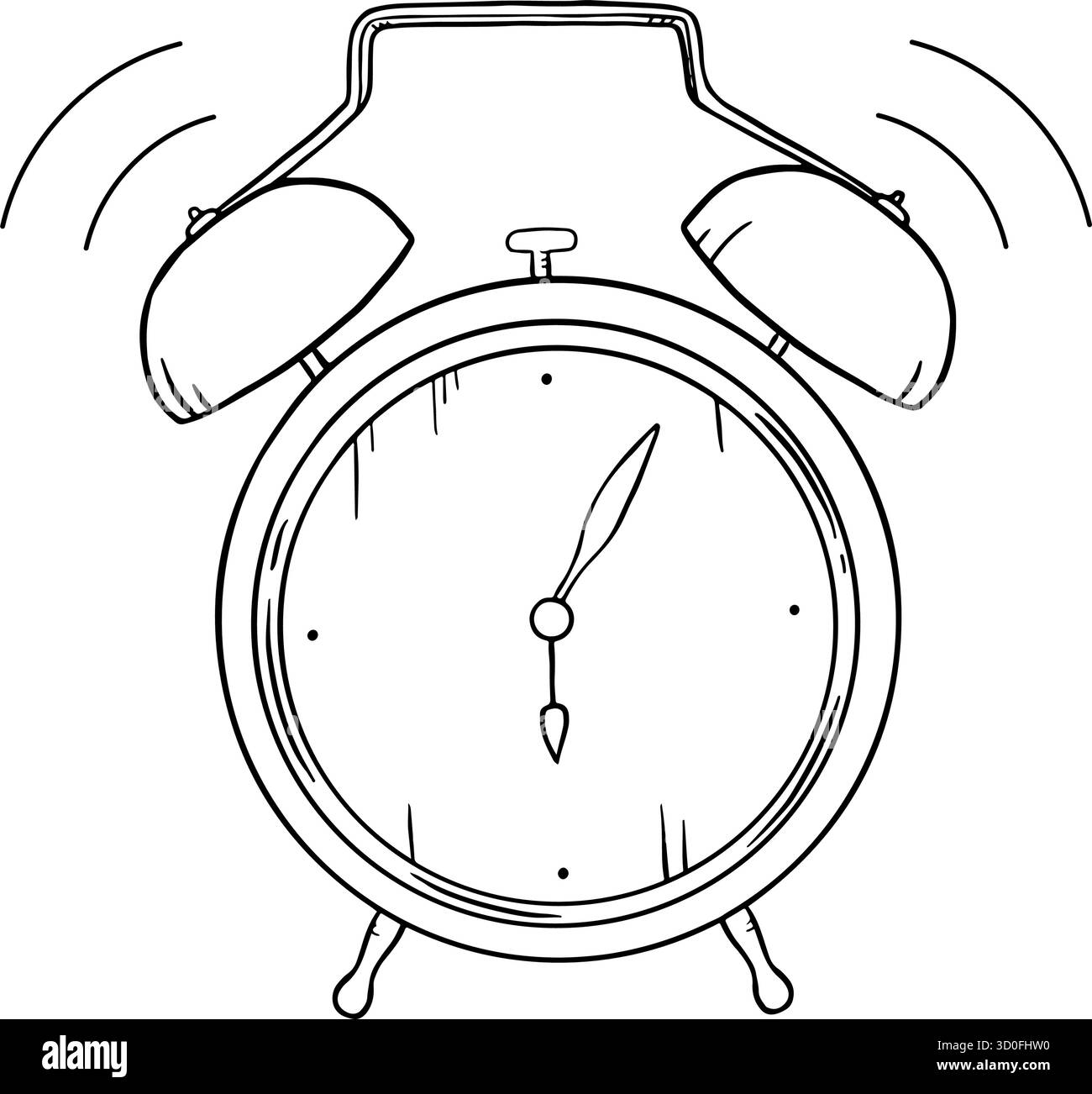 Réveil dessiné à la main vintage sonnerie, illustration de style croquis. Parfait pour les concepts de routine du matin, les affiches de réveil, les planificateurs, la marchandise ou tim Illustration de Vecteur