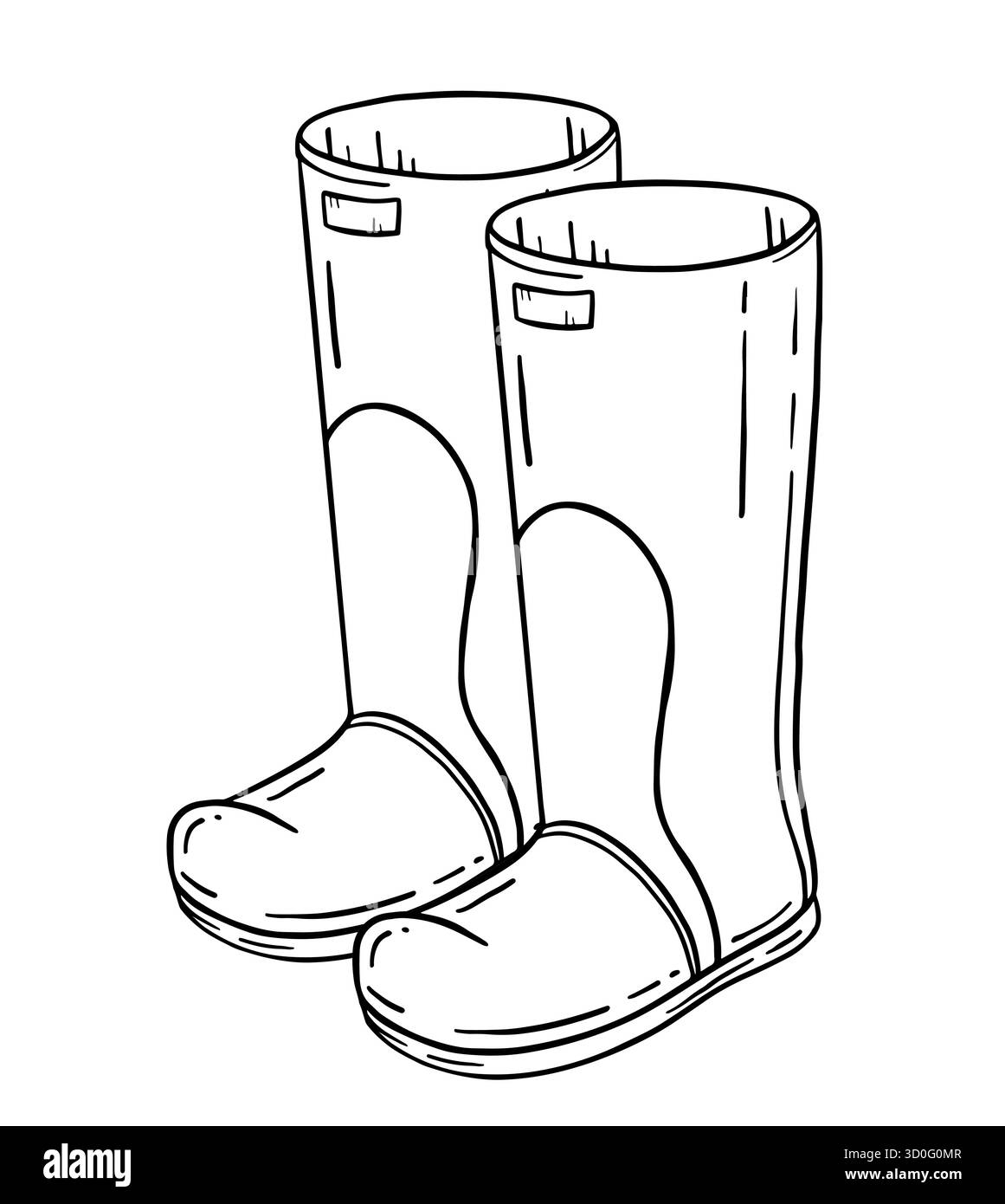 Illustration à l'encre vintage dessinée à la main de bottes en caoutchouc de fermier pour le jardinage ou le style de vie de campagne. Chaussures rurales rustiques pour l'agriculture, ferme d'automne Illustration de Vecteur