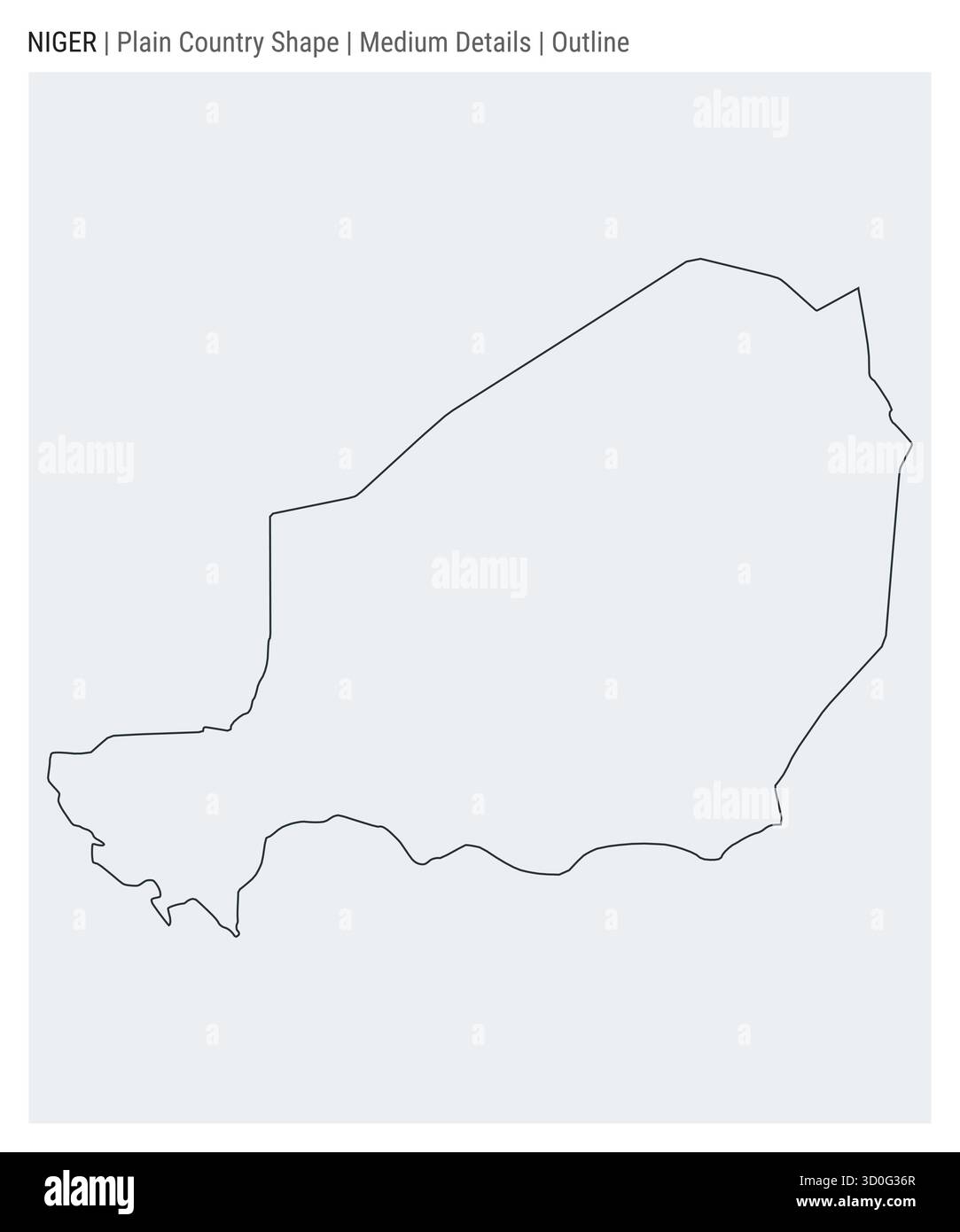 Carte du pays de la plaine du Niger. Détails moyens. Style de contour. Forme du Niger. Illustration vectorielle. Illustration de Vecteur