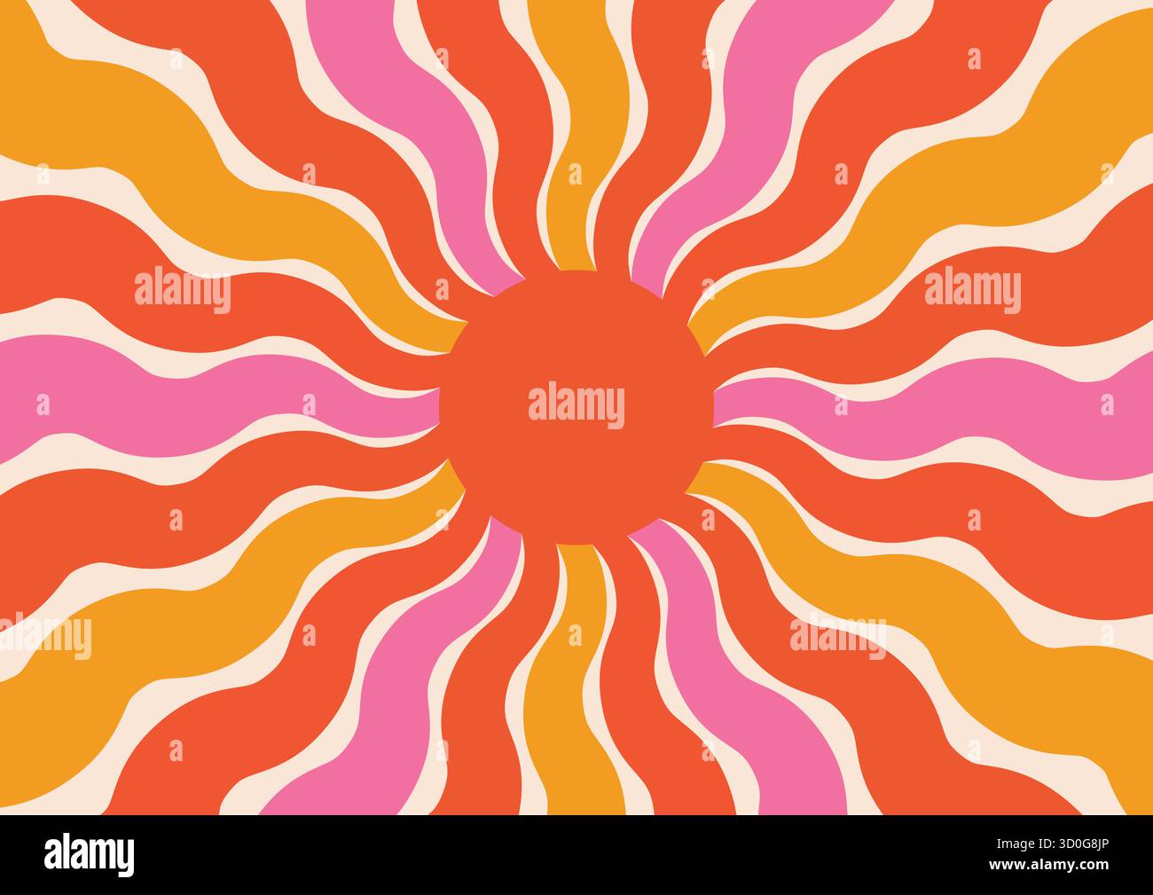 Ondes de soleil psychédéliques – conception abstraite de cercle radieux Illustration de Vecteur