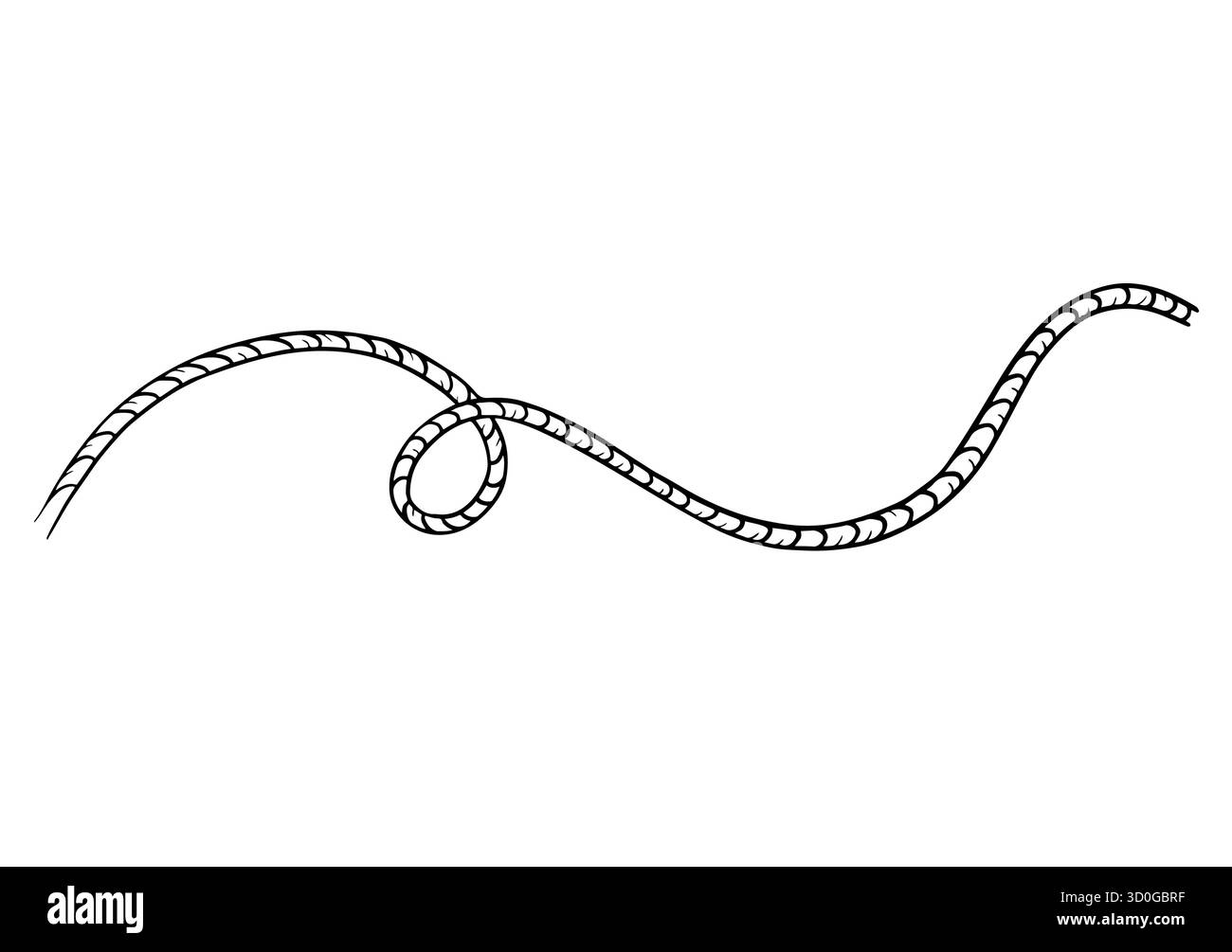 Illustration noire et blanche simple à l'encre de corde dessinée à la main dans un style rustique minimal. Croquis linéaire polyvalent adapté aux thèmes marins, outils agricoles, couleur Illustration de Vecteur