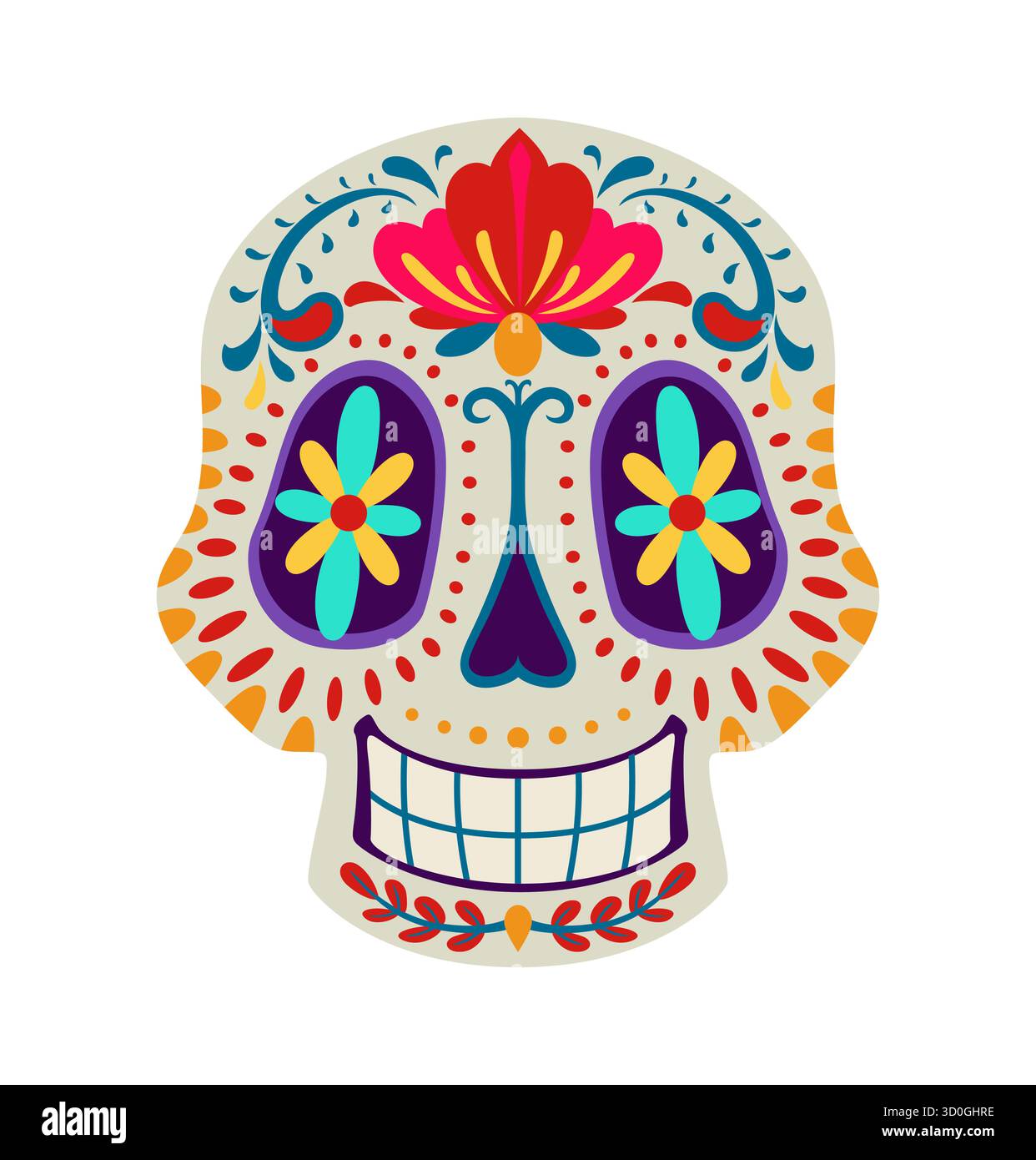 Jour des morts heureux souriant calavera sucre crâne Illustration de Vecteur