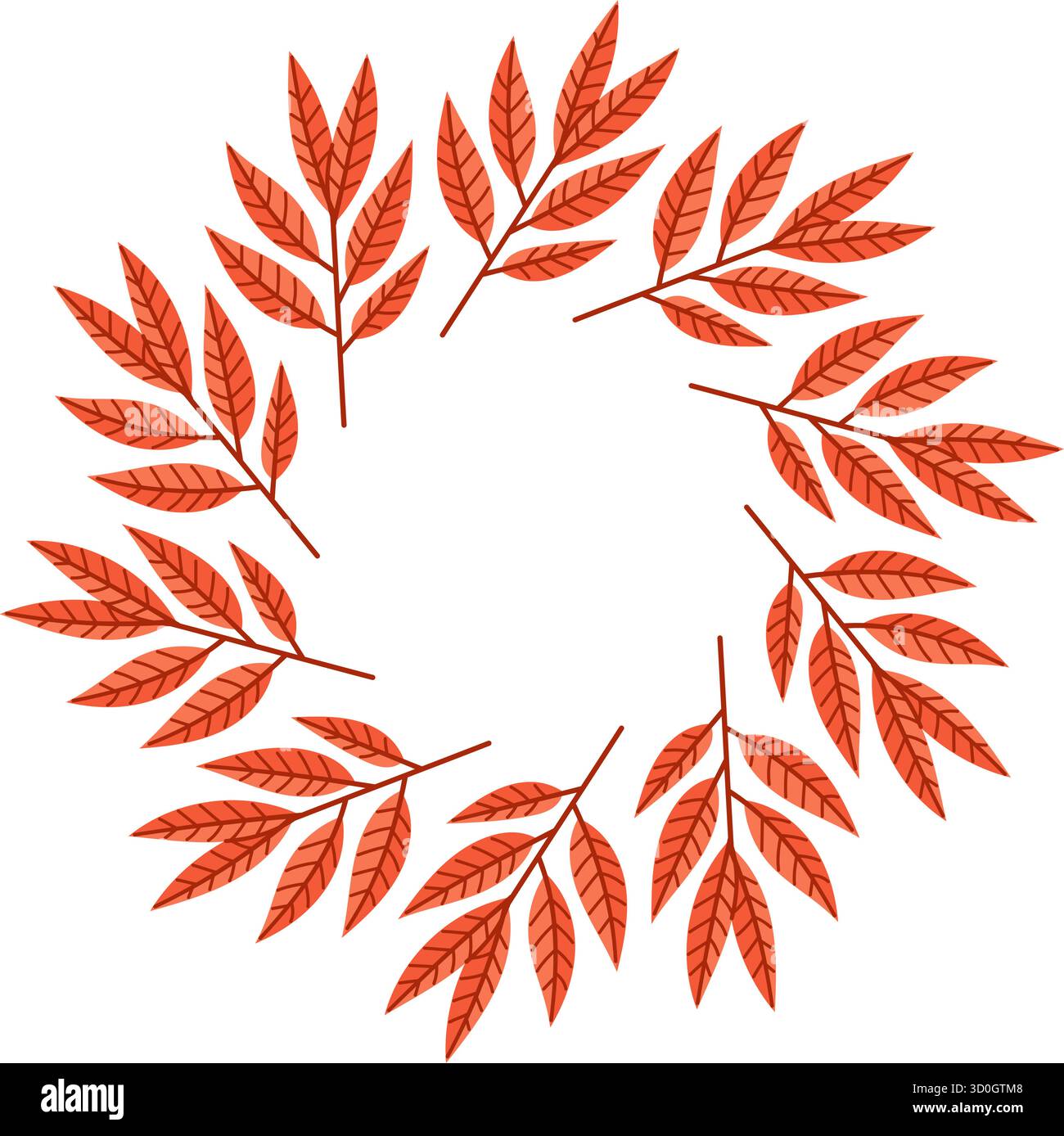 Couronne d'automne dessinée à la main avec des feuilles et des branches, idéale pour les invitations et l'artisanat de saison. Illustration de Vecteur