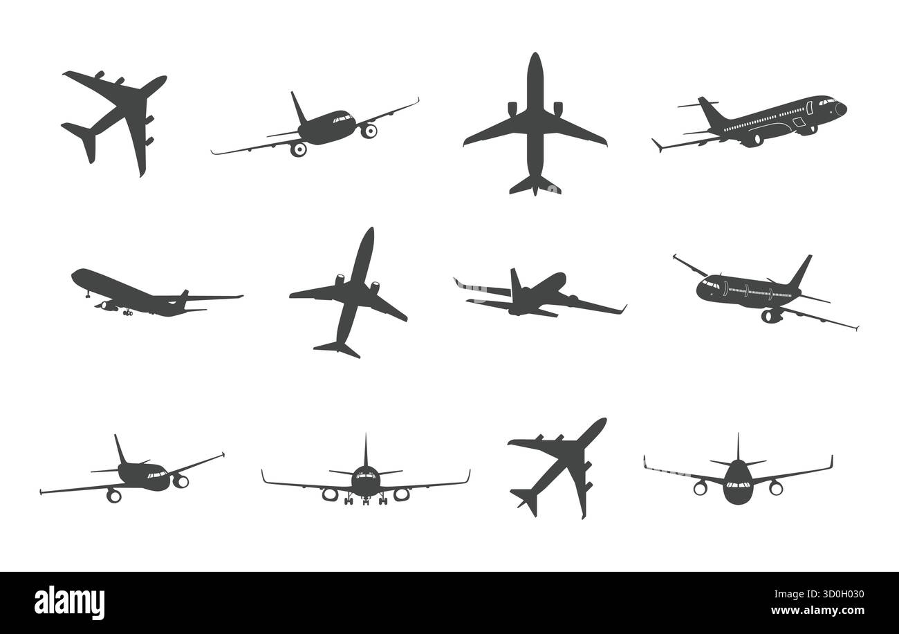 svg d'avion, silhouette d'avion, icône d'avion, clipart d'avion, svg d'avion de passagers, silhouette d'avion, silhouette d'avion de passagers. Illustration de Vecteur