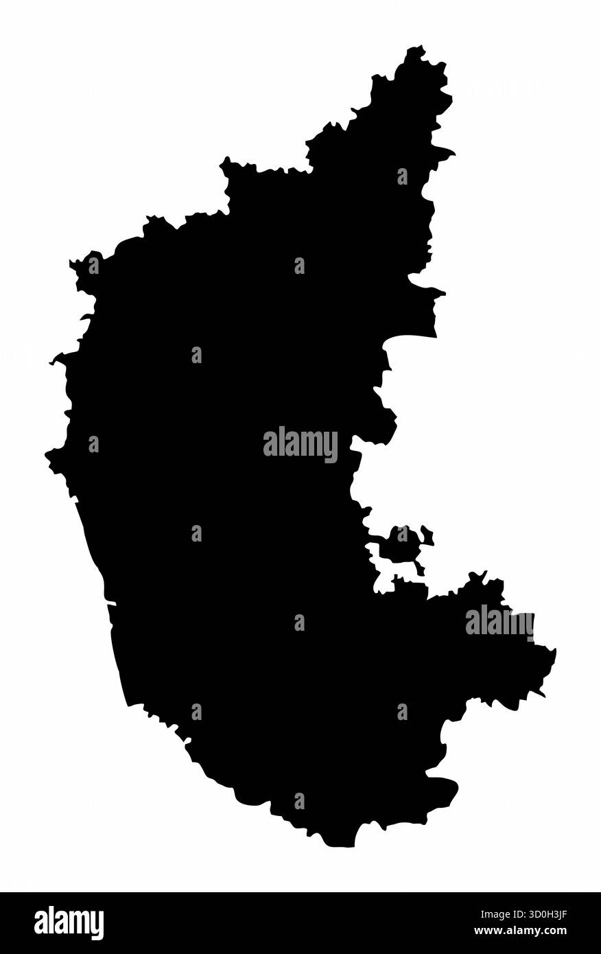 Carte silhouette du Karnataka isolée sur fond blanc, Inde Illustration de Vecteur