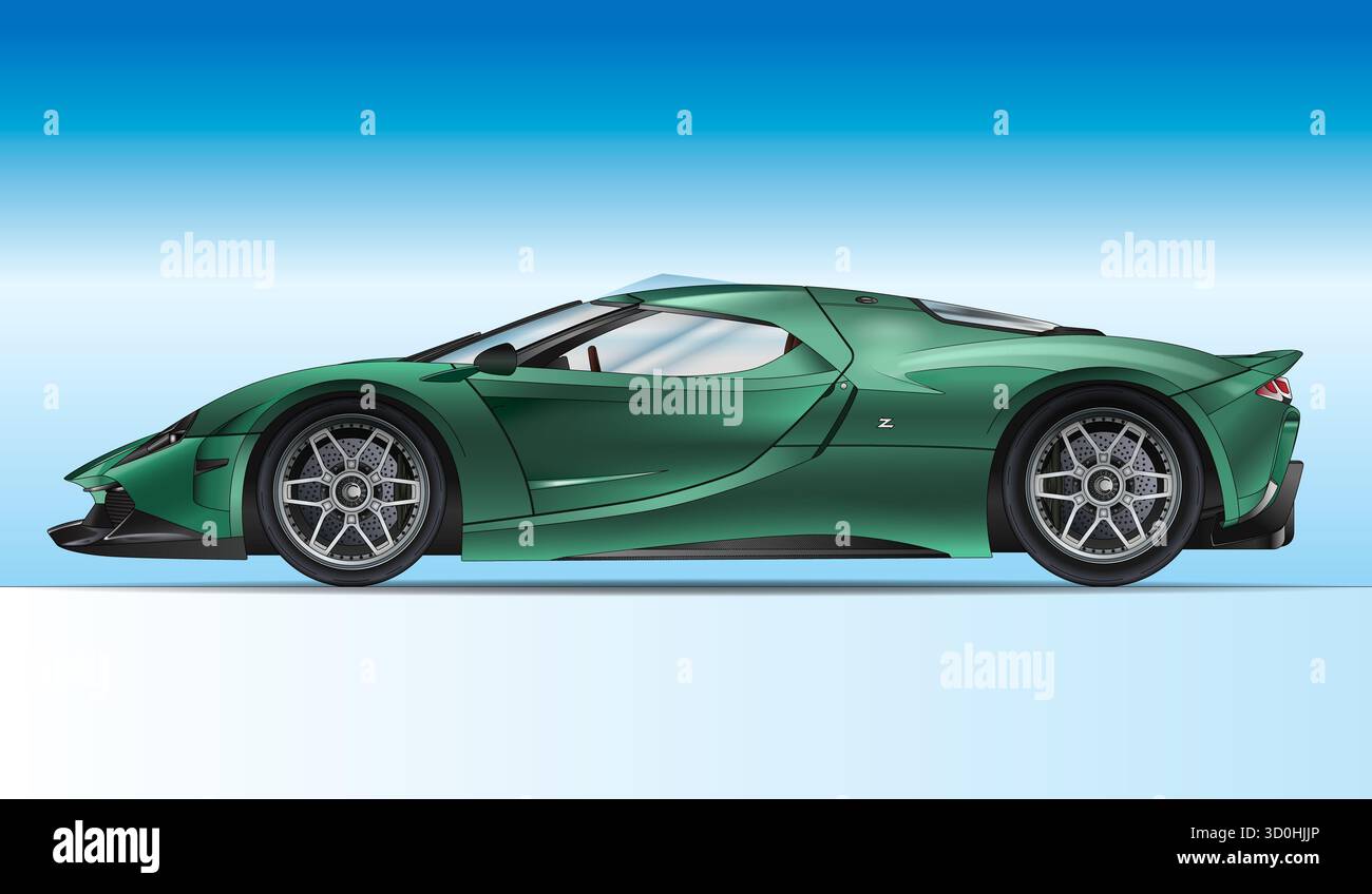 Allemagne, octobre 2025, présentation de l'hypercar Capricorne Zagato, illustration colorée Banque D'Images