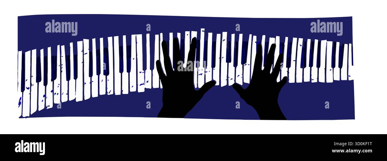 Les touches du piano jazz sont grunged et déformées. Illustration de Vecteur