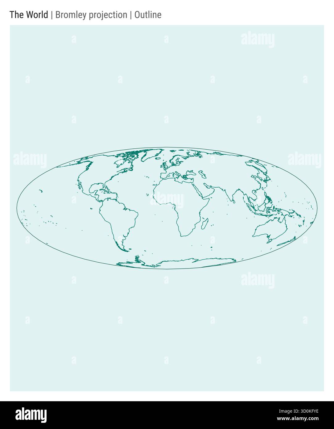 Carte du monde. Projection Bromley. Style de contour. Carte du monde détaillée pour infographies, éducation, rapports, présentations. Illustration vectorielle. Illustration de Vecteur