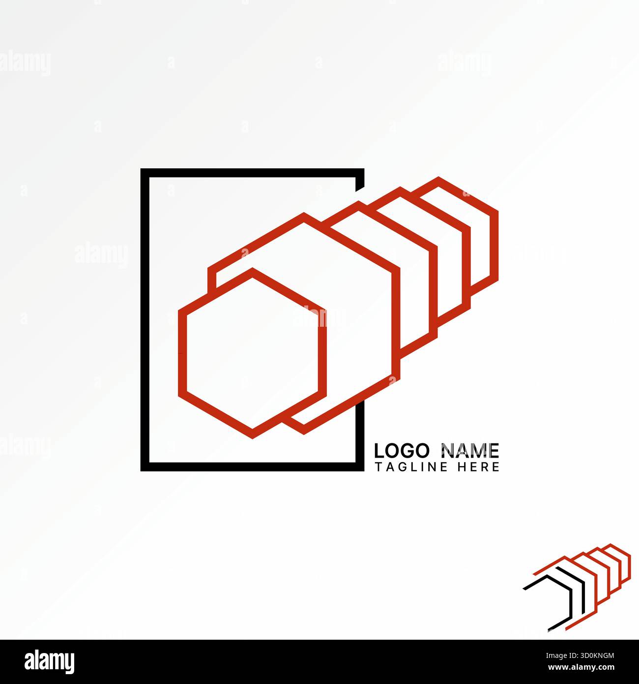 Logo design concept graphique créatif premium image stock vectorielle supérieure ligne hexagonale grand à petit ornement d'affichage d'ombre 3D à la texture artistique d'effet studio Illustration de Vecteur