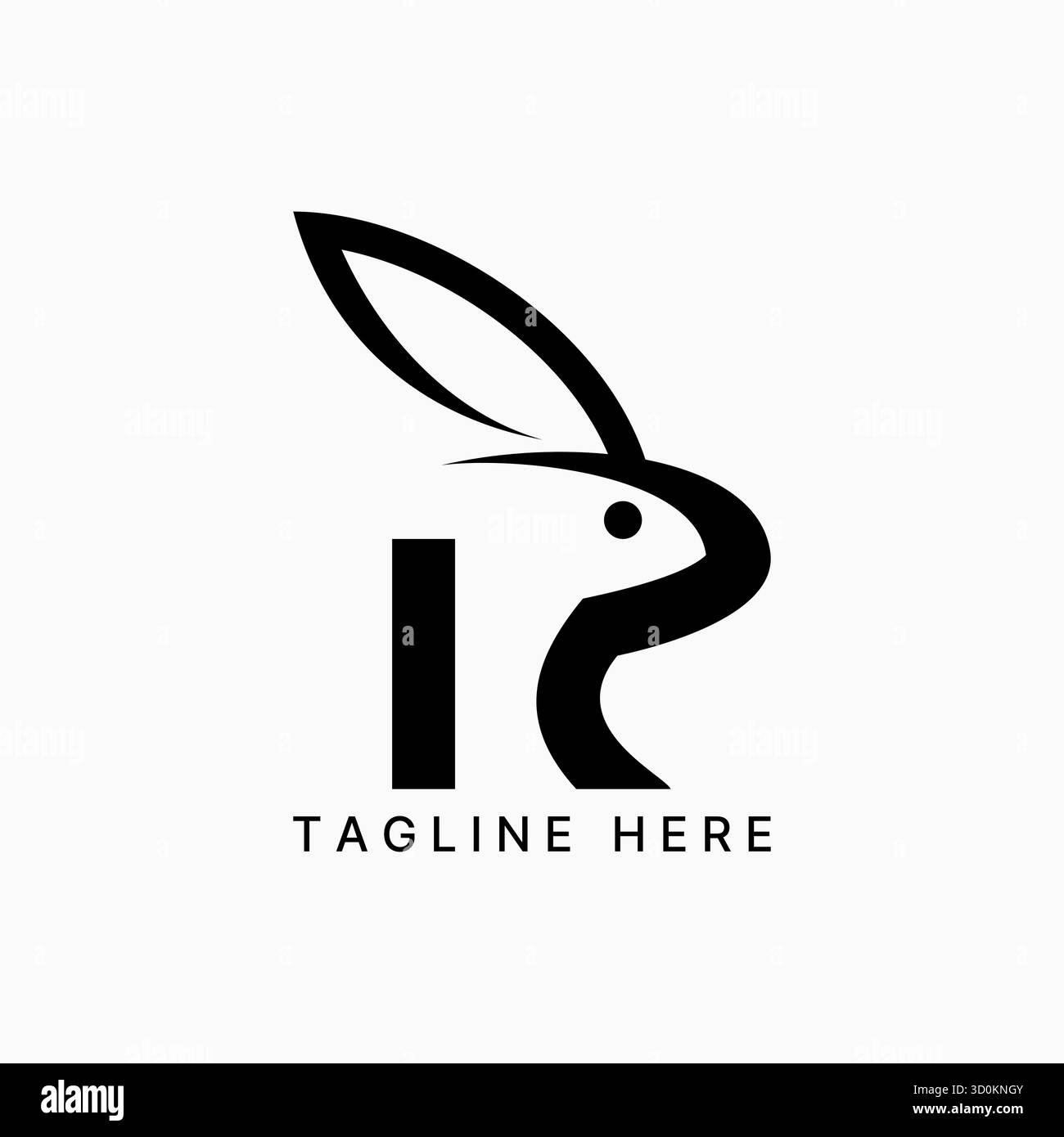 Police R initiale avec tête de lapin longue oreille lapin drôle d'animal de compagnie art mascotte dessin animé logo concept graphique créatif premium image stock top Illustration de Vecteur