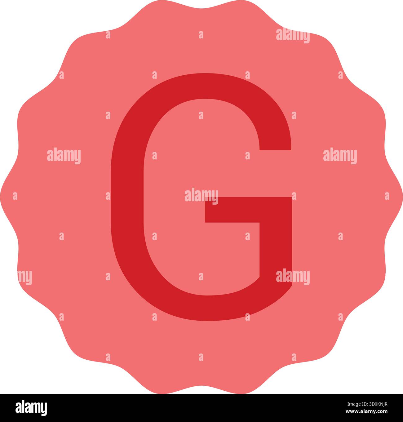 Lettre rouge G Vector Design à l'intérieur de la forme de badge isolé sur fond blanc. Parfait pour les designs éducatifs, les projets typographiques, alphabet compris Illustration de Vecteur