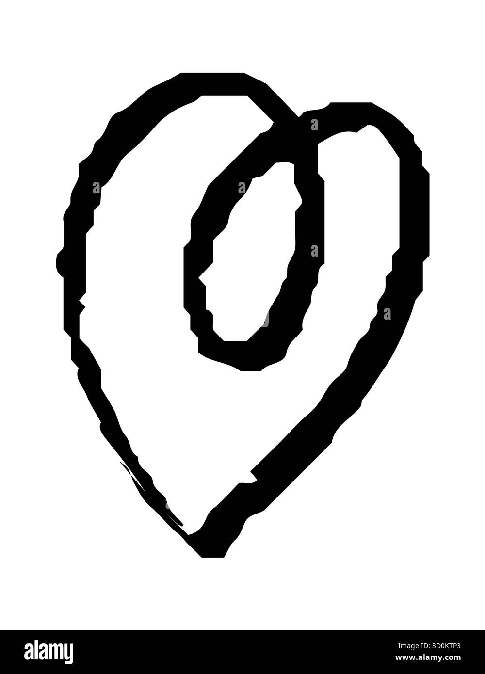 Simple Doodle Heart. Cœur dessiné à la main isolé sur fond blanc. Symbole Saint-Valentin. Illustration vectorielle Illustration de Vecteur