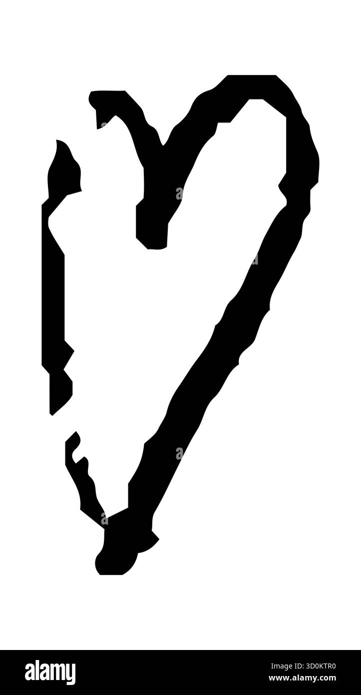 Simple Doodle Heart. Cœur dessiné à la main isolé sur fond blanc. Symbole Saint-Valentin. Illustration vectorielle Illustration de Vecteur