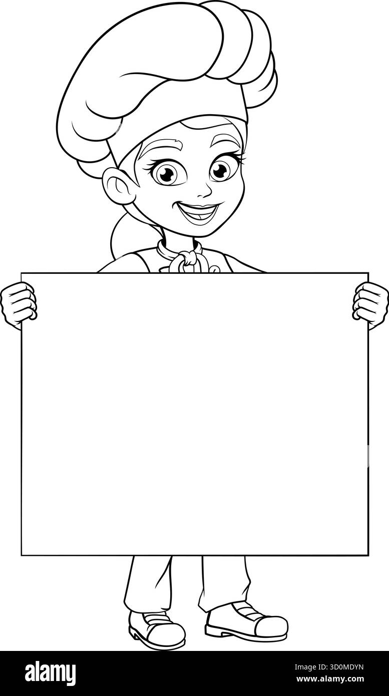 Chef femme tenant un grand signe vierge Illustration de Vecteur
